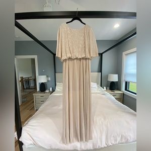 Night Of Elegance Champagne Maxi Dress - Red Dress Boutique - Champagne Dress